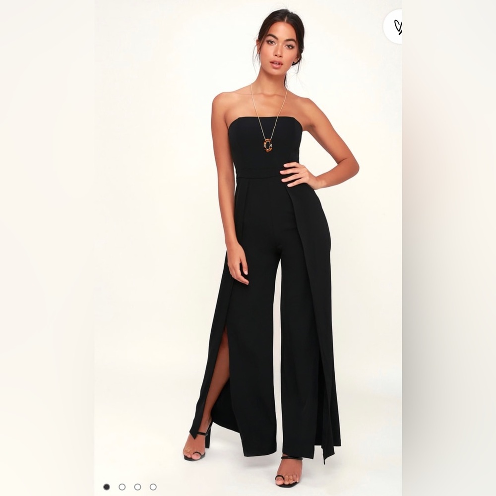 Lulus black strapless wide leg jumpsuit